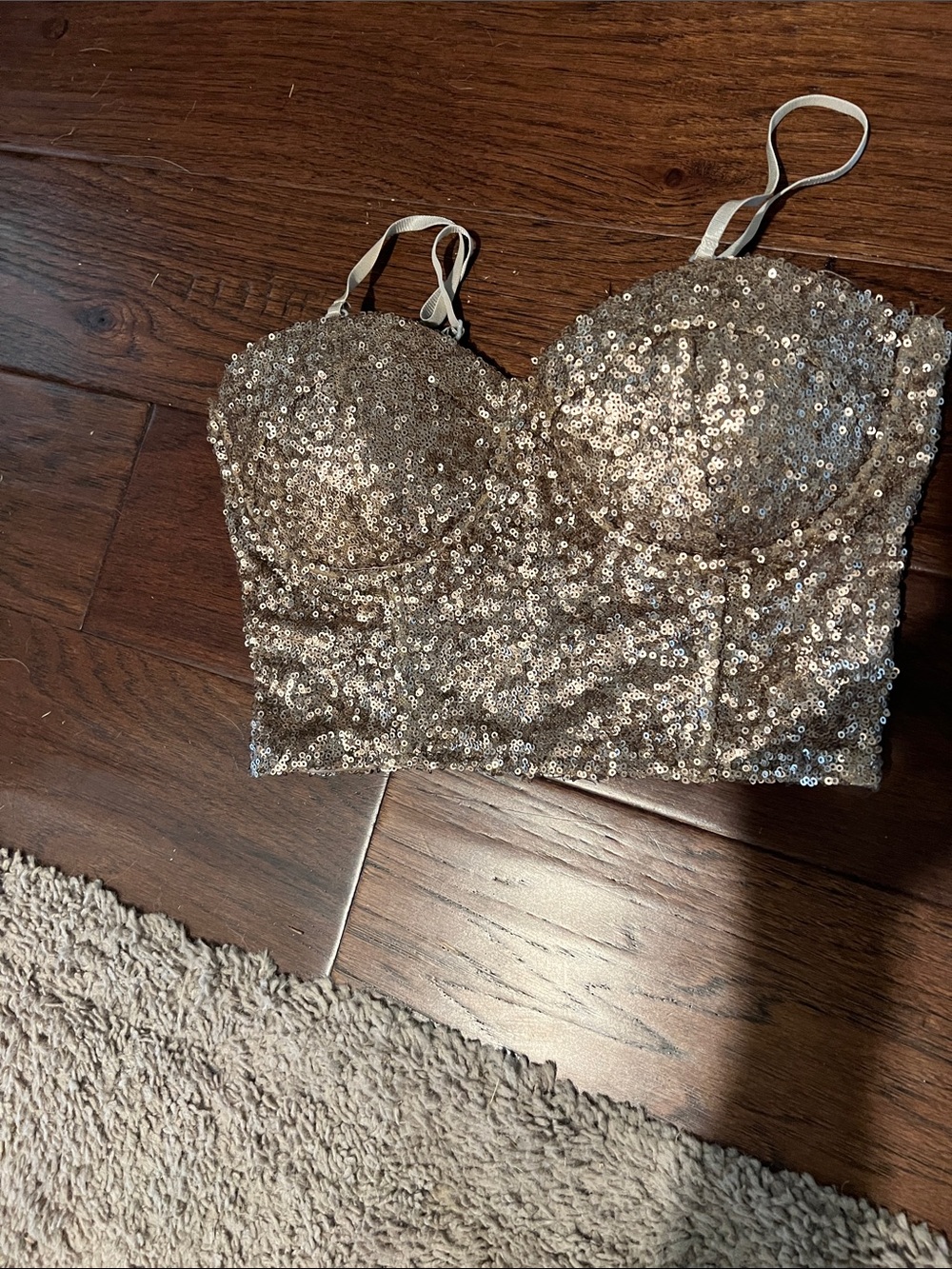 Missguided Gold Sequin Bustier Crop Top